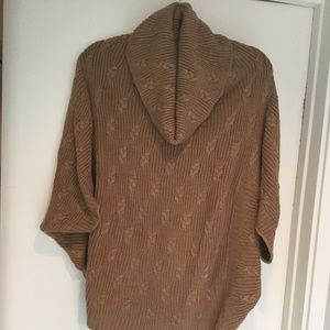 Boutique Poncho-style Cableknit Turtleneck Sweater